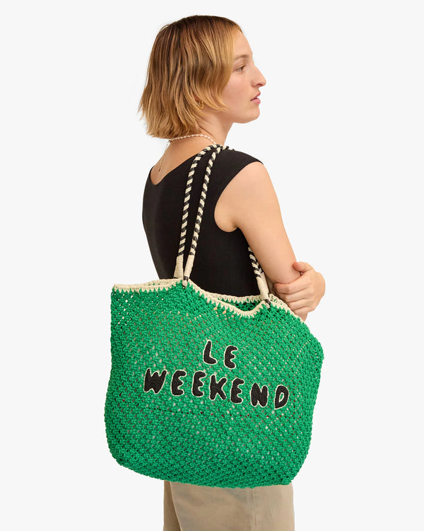 L'Été Tote in Green with Black Le Weekend