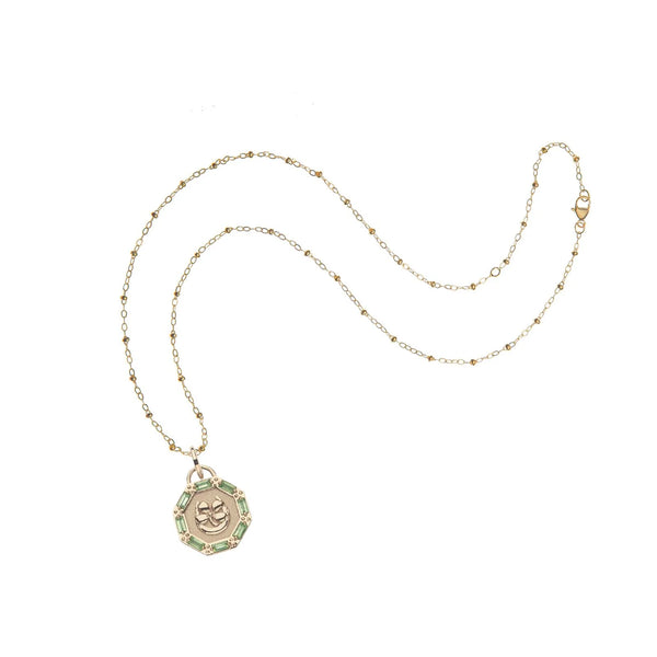 LUCKY Petite Embellished Coin - 16-18" Satellite Chain