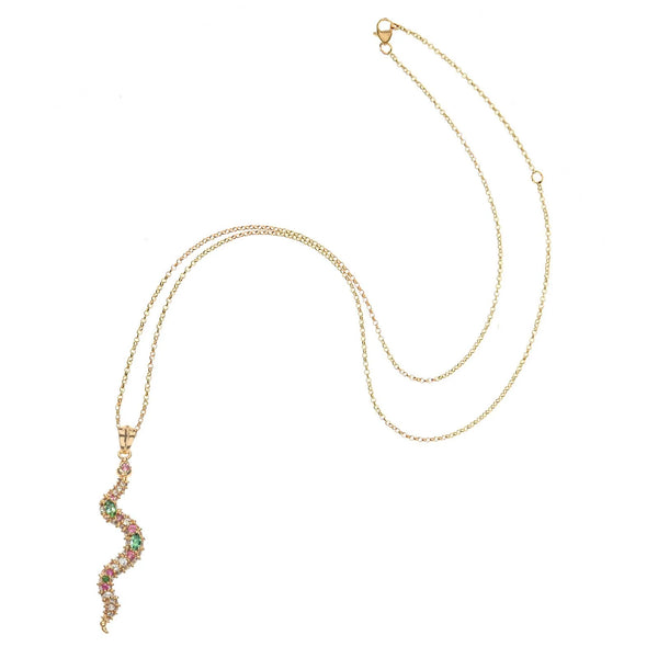 PROTECT Embellished Snake Pendant - 18-20" Adjustable Delicate Chain