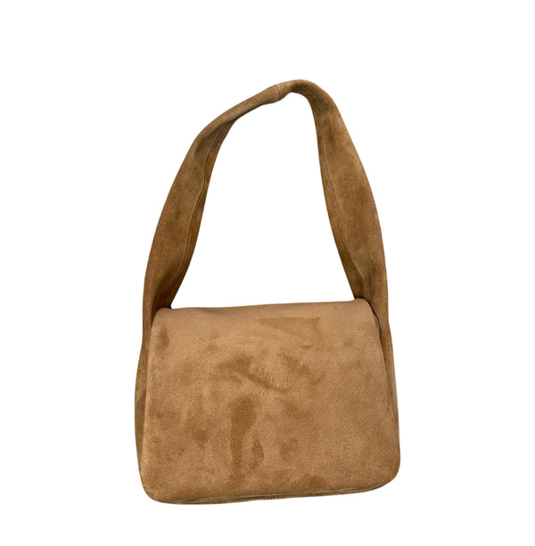 Paloma Puffy Shoulder Bag in Pane Italian Leather Backed Suede
