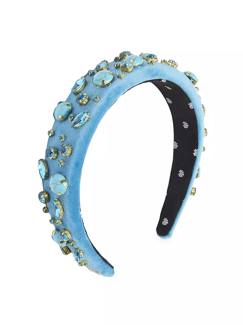 Pebble Crystal Cabochon Alice Headband in Turquoise