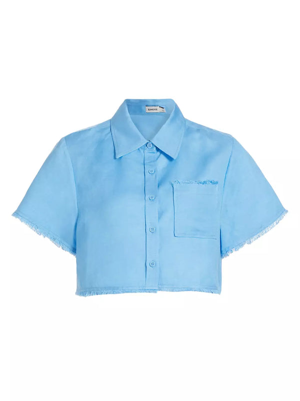 Solange Cropped Shirt in Pacific