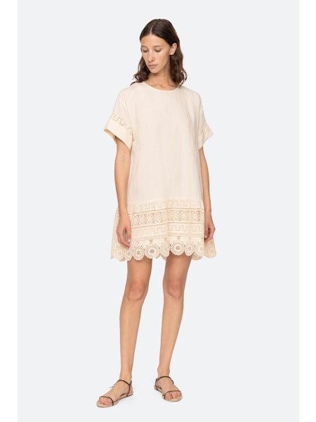 Rosina Embroidery Tunic Dress in Cream