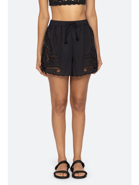 Liat Embroidery Shorts in Black