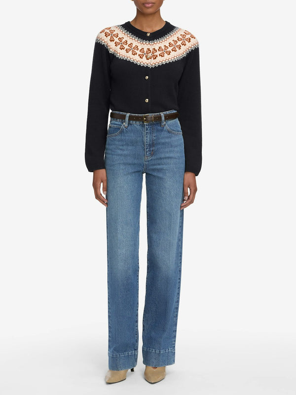 Cashmere Fairisle Cardi in Navy