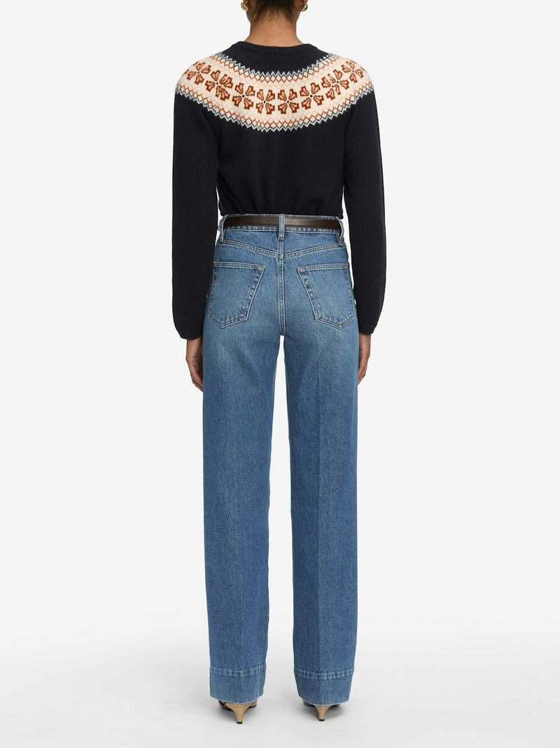 Cashmere Fairisle Cardi in Navy