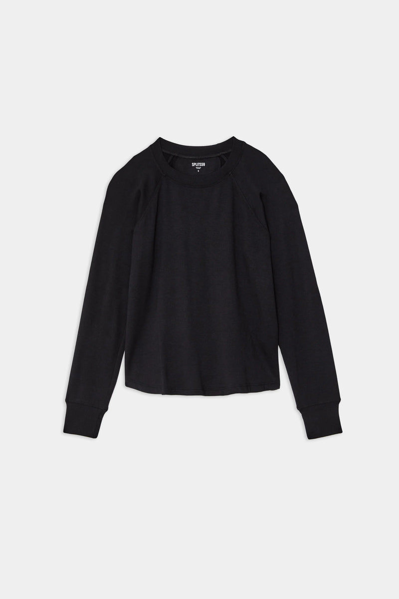 Warm Up Crop Fleece Sweatshirt in Black