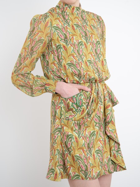 Draped Isa Short Dress in Caudex Fern