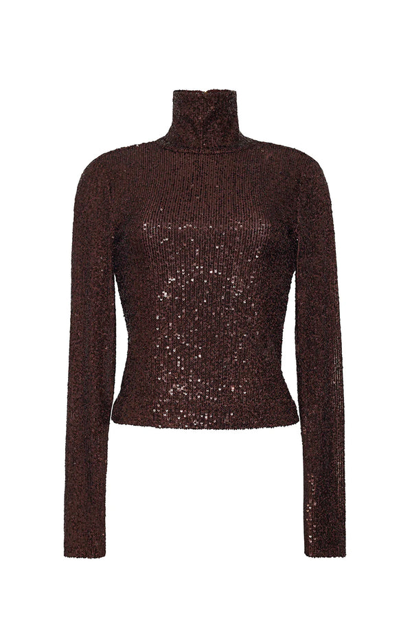 Piper Top in Brown Sequin