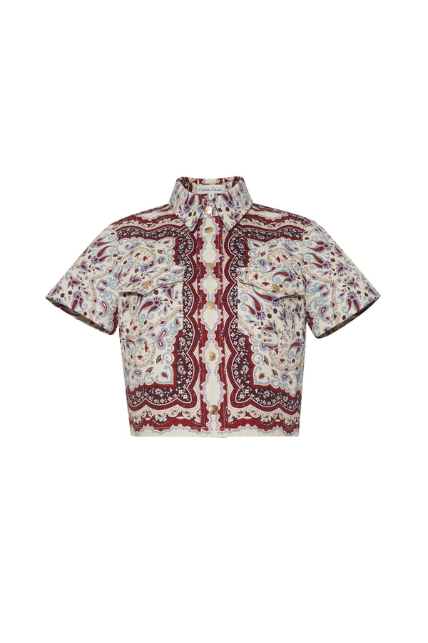 Paro Top in Paisley Scarf Ivory