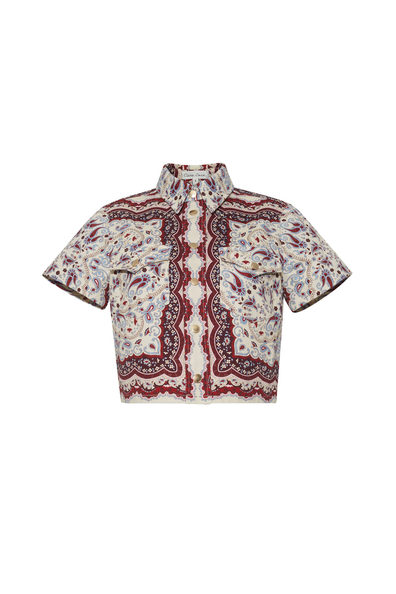 Paro Top in Paisley Scarf Ivory