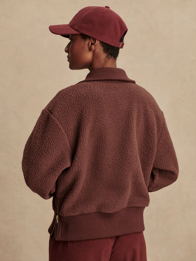 Roselle Half Zip Fleece in Deep Mahogany