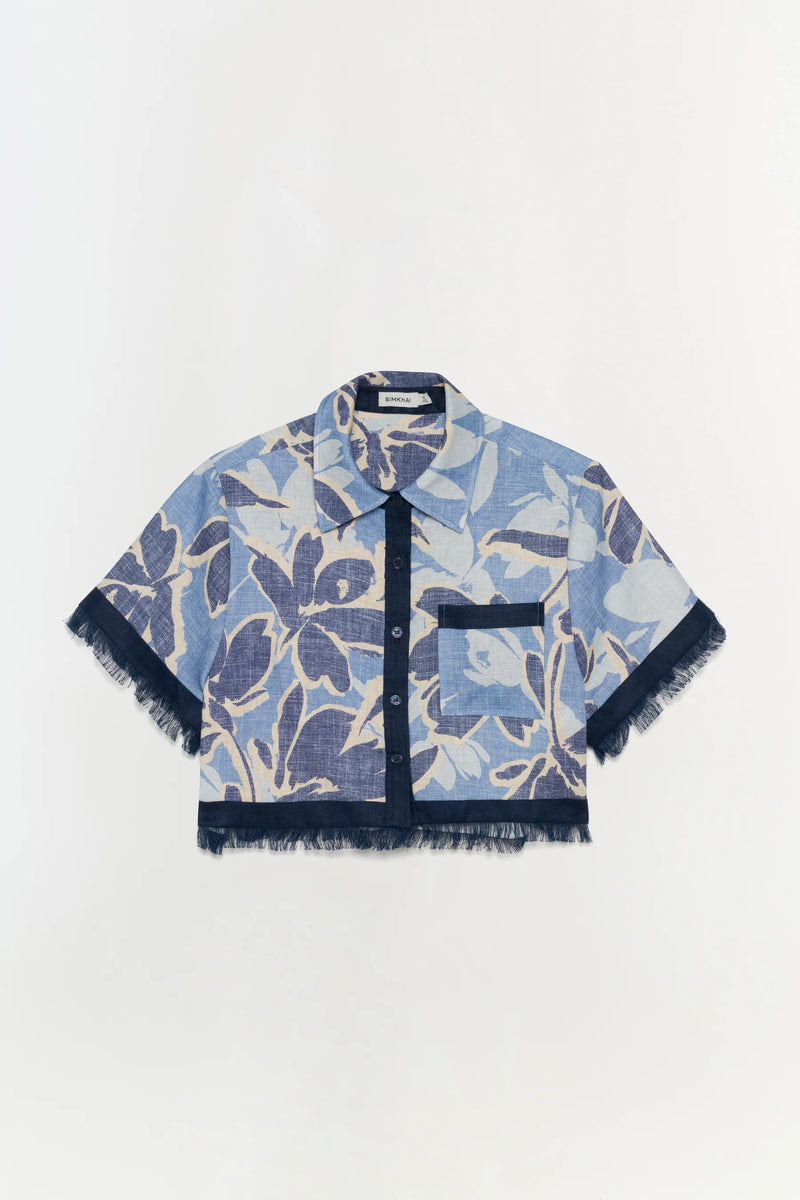 Topanga Shirt in Blue Hydrangea Floral