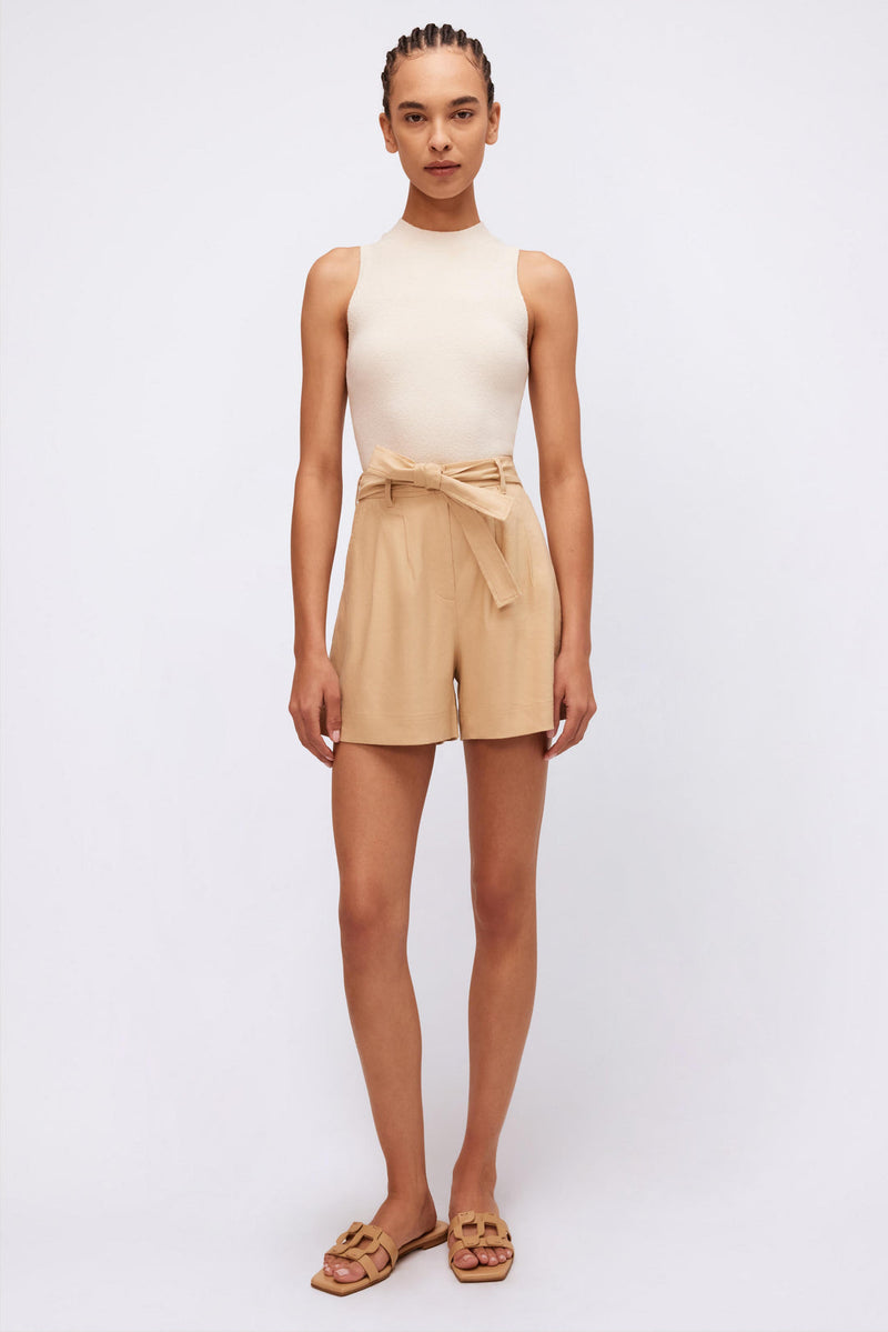 Fletcher Cuffed Pleated Short in Natural