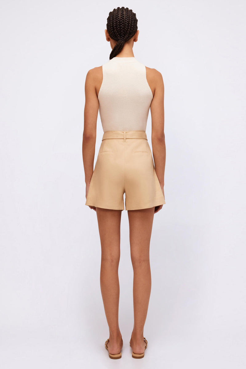 Fletcher Cuffed Pleated Short in Natural