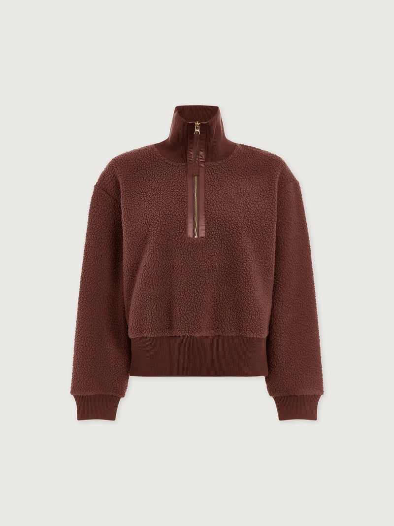 Roselle Half Zip Fleece in Deep Mahogany
