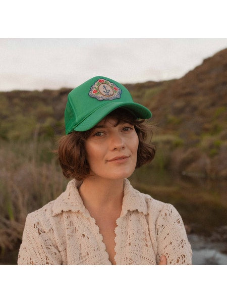 Trucker Hat in Sally Sells Seashells Green