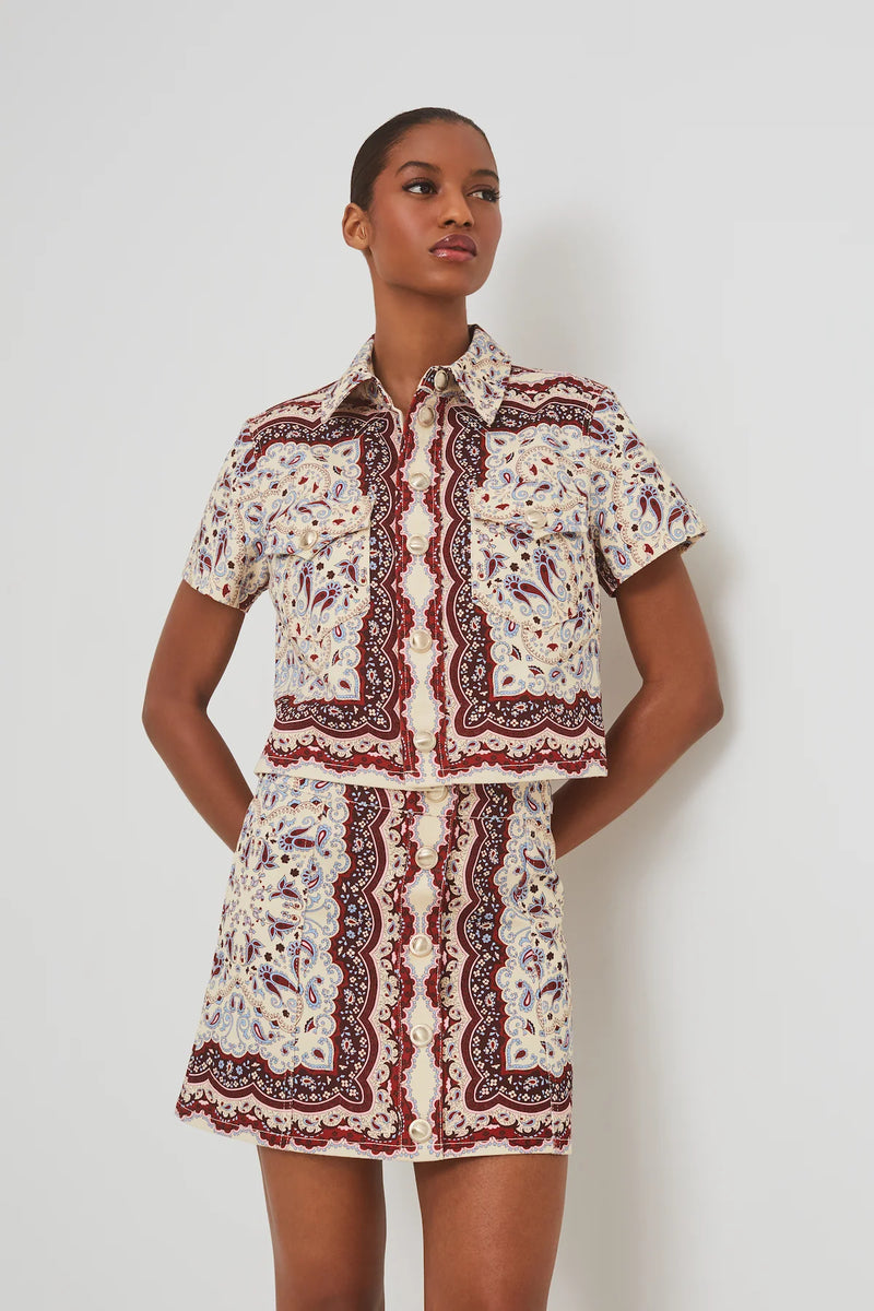 Paro Top in Paisley Scarf Ivory