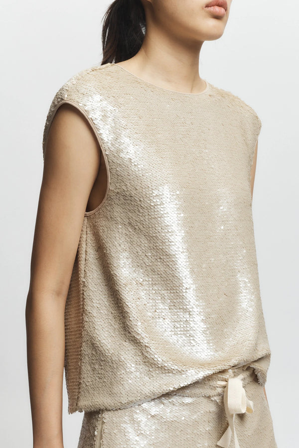 Bowen Sequin Tank in Pearl