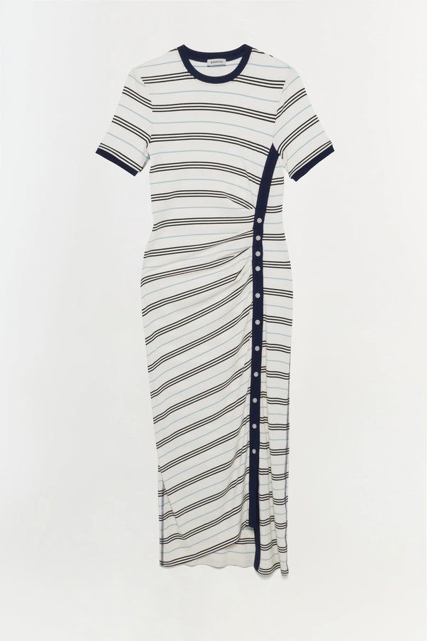 Shanna S/S Midi Dress in White Multi Stripe