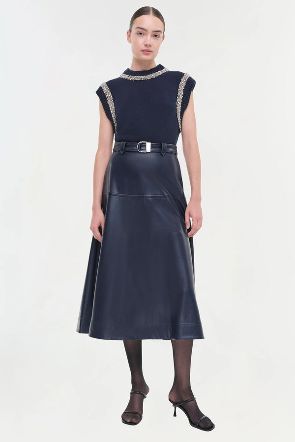 Mayson Belted Skirt in Midnight