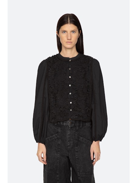 Sabine Embroidery Top in Black