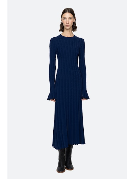 Rhea Knit Dress in Navy