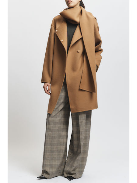 Orla Wool Scarf Coat in Camel