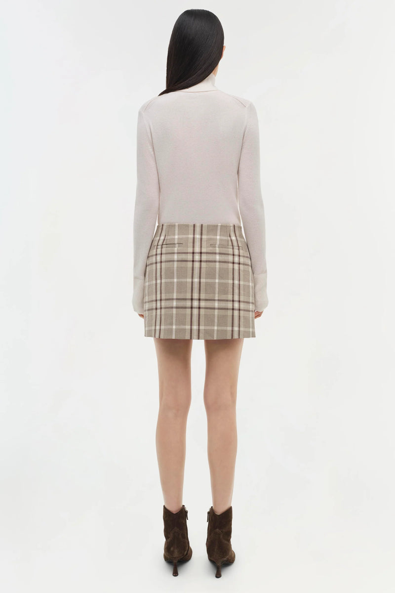 Payton Wrap Mini Skirt in Sand Plaid