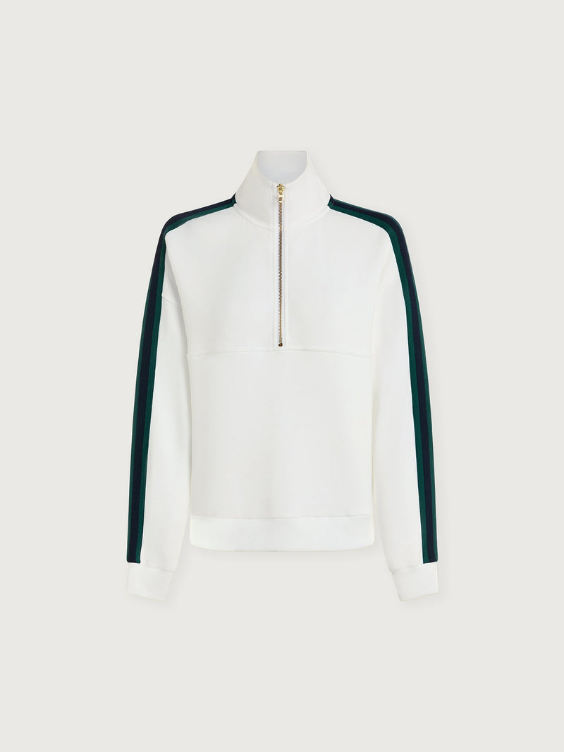 Raymar Half Zip Sweat in White/Navy/Forrest