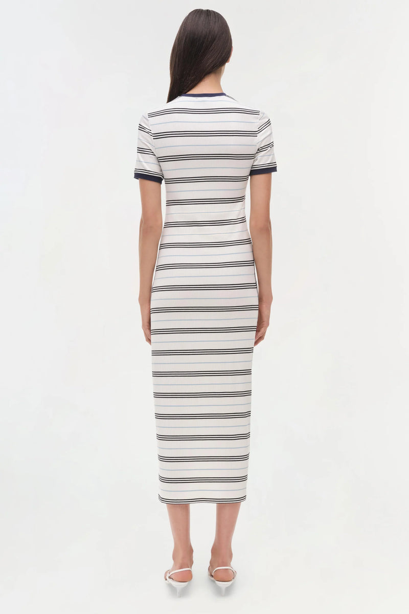 Shanna S/S Midi Dress in White Multi Stripe