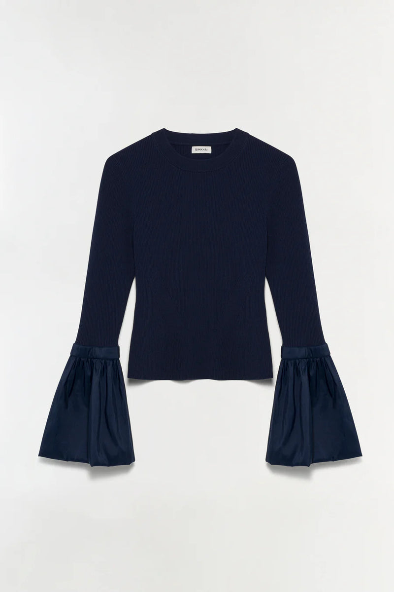 Agata Taffeta Knit Top in Midnight