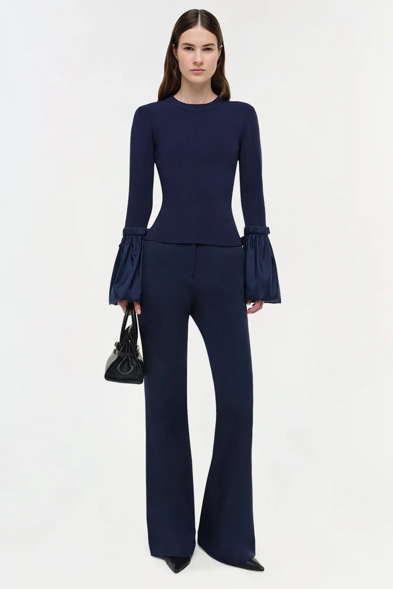 Agata Taffeta Knit Top in Midnight