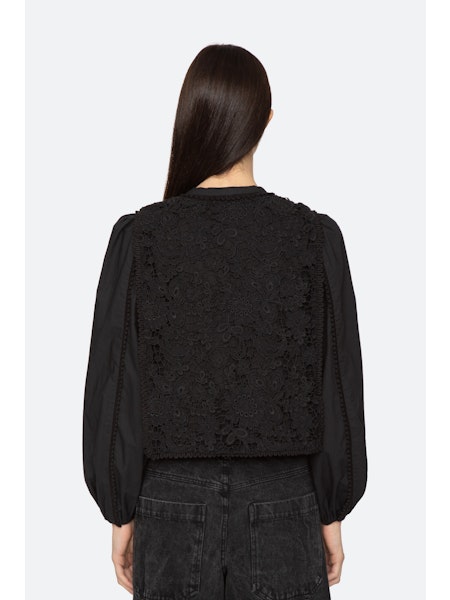 Sabine Embroidery Top in Black