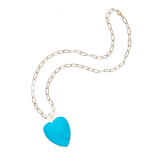 LOVE Carry Your Heart Pendant in Turquoise with 18" Drawn Link Chain