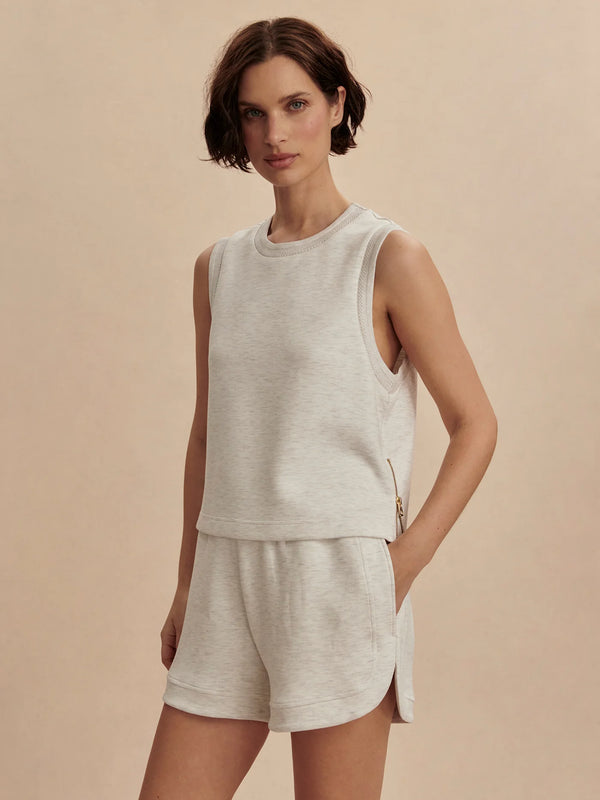 Shea Crop Tank in Ivory Marl