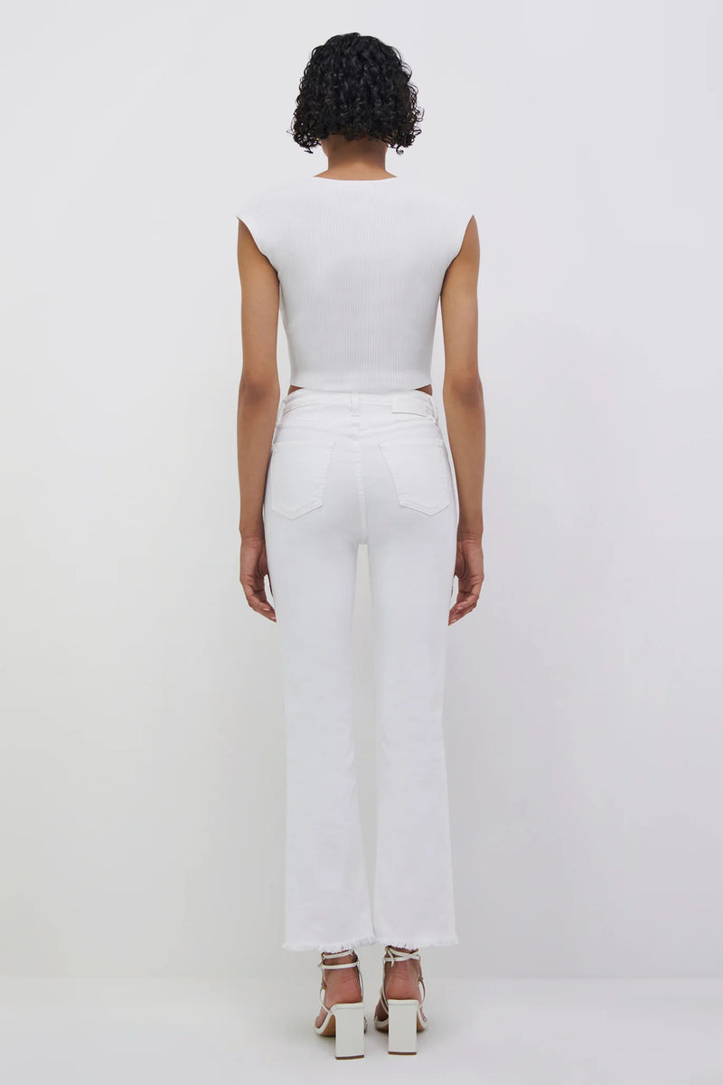 River High Rise Straight Denim in Distressed White