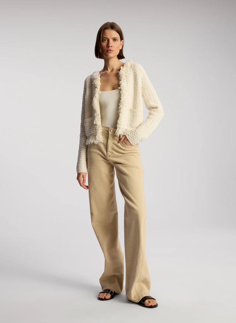 April Cardigan in Natural / White Marl