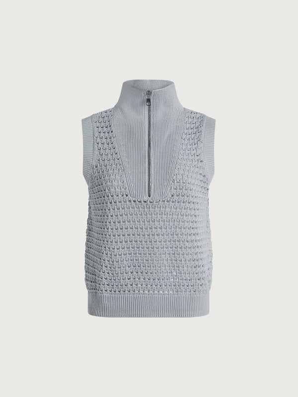 Bains Half Zip Tank in Plein Blue