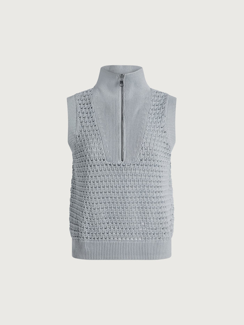 Bains Half Zip Tank in Plein Blue