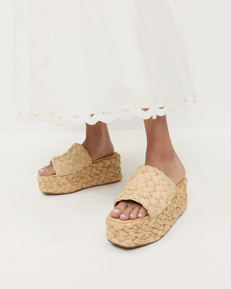 Aaron Platform Raffia Mule in Natural