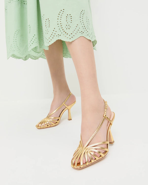Alexandra Slingback Heeled Sandal in Gold