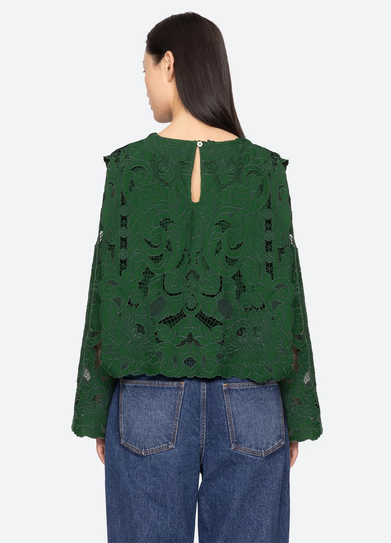 Ceci Embroidery Top in Green