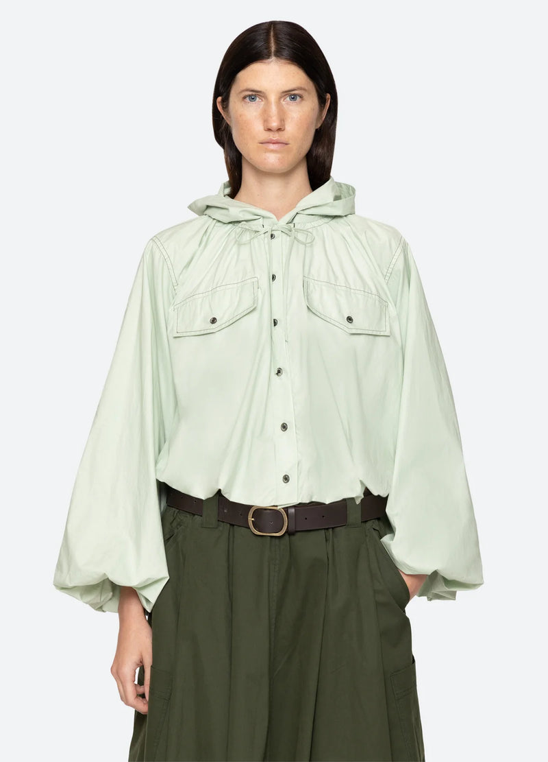 Sullivan Hooded Blouse in Seafoam
