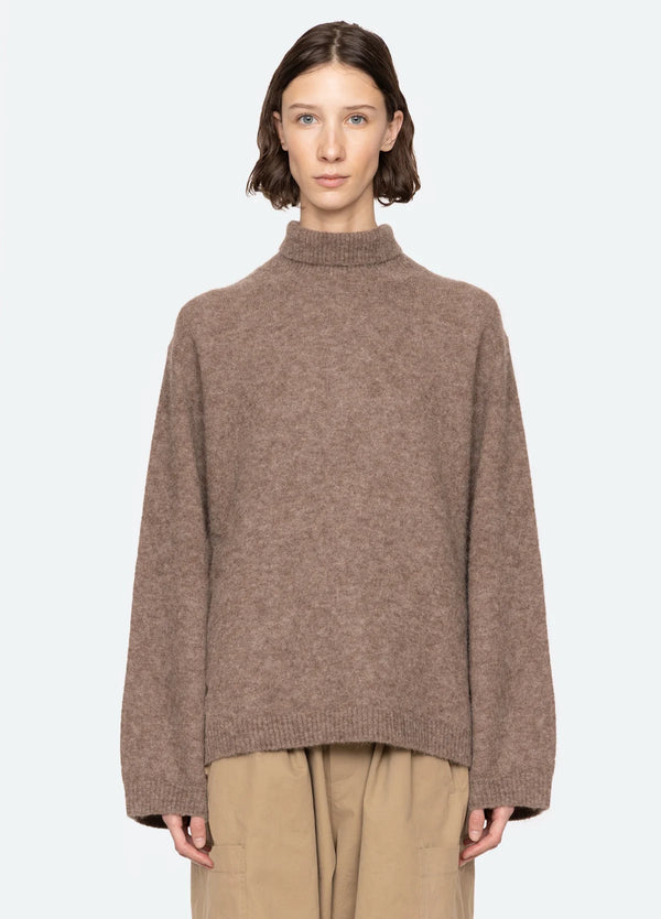 Mallory Combo Knit Sweater in Camel