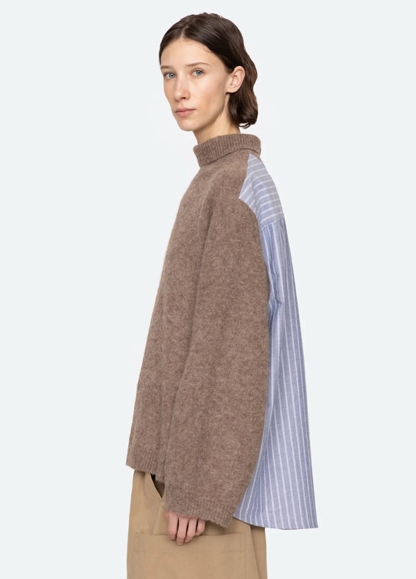 Mallory Combo Knit Sweater in Camel