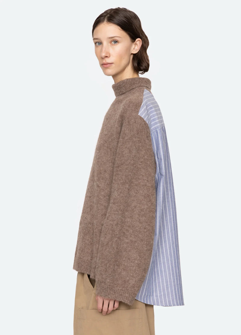 Mallory Combo Knit Sweater in Camel