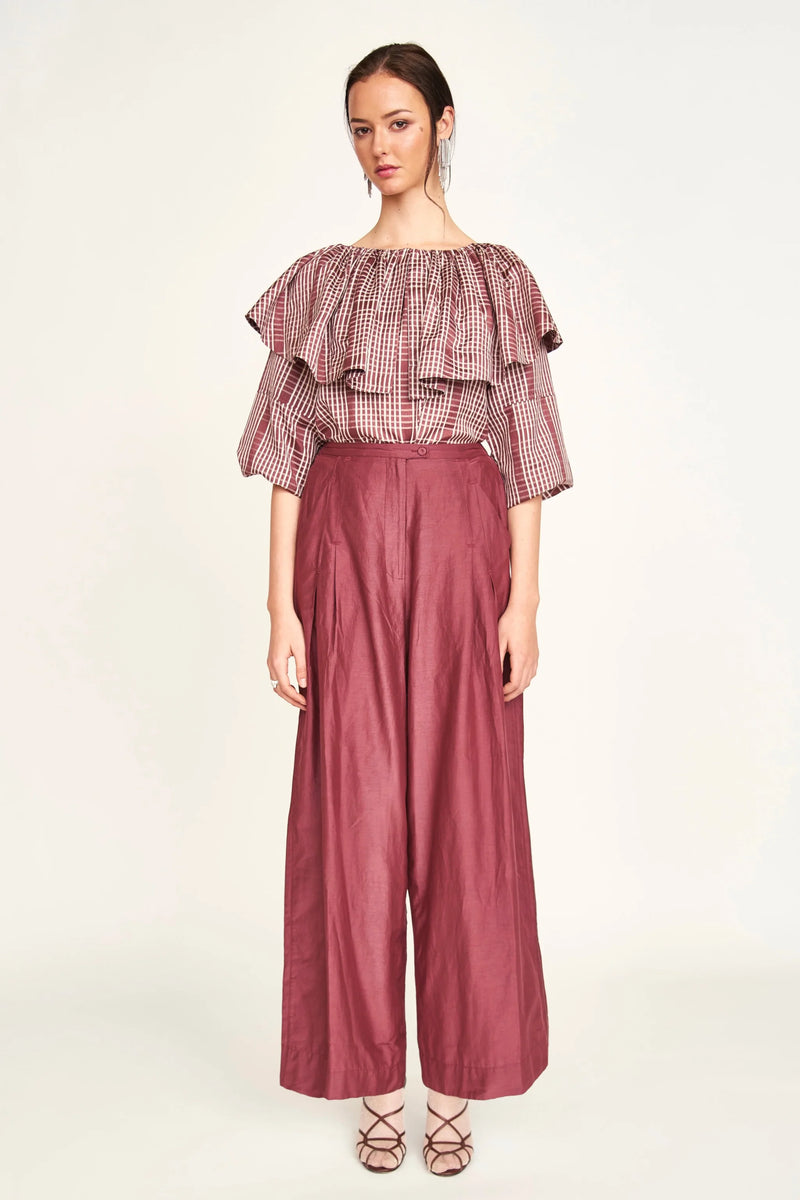 Pondicherry Top in Merlot Plaid