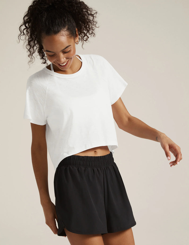 Signature High Low Cropped Tee in White