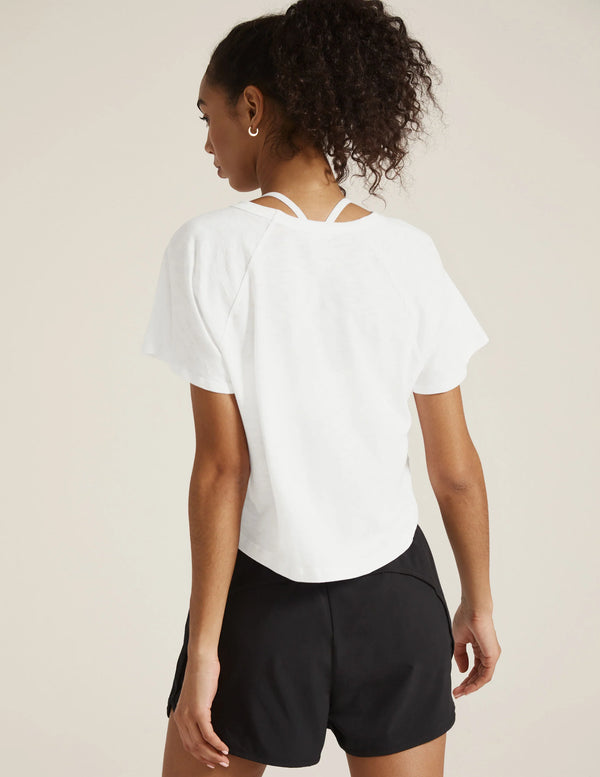 Signature High Low Cropped Tee in White